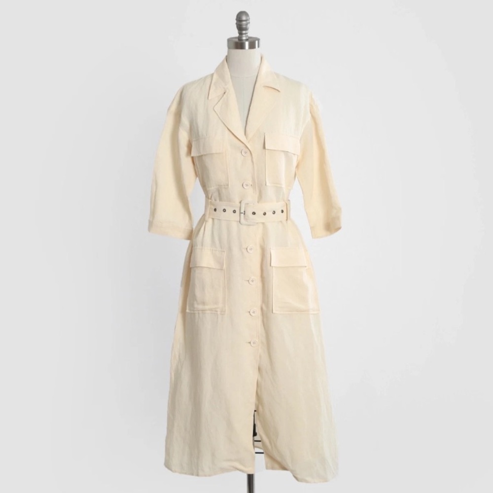 NWT Hermoza Ivory cotton Safari midi dress Sz. S $258
